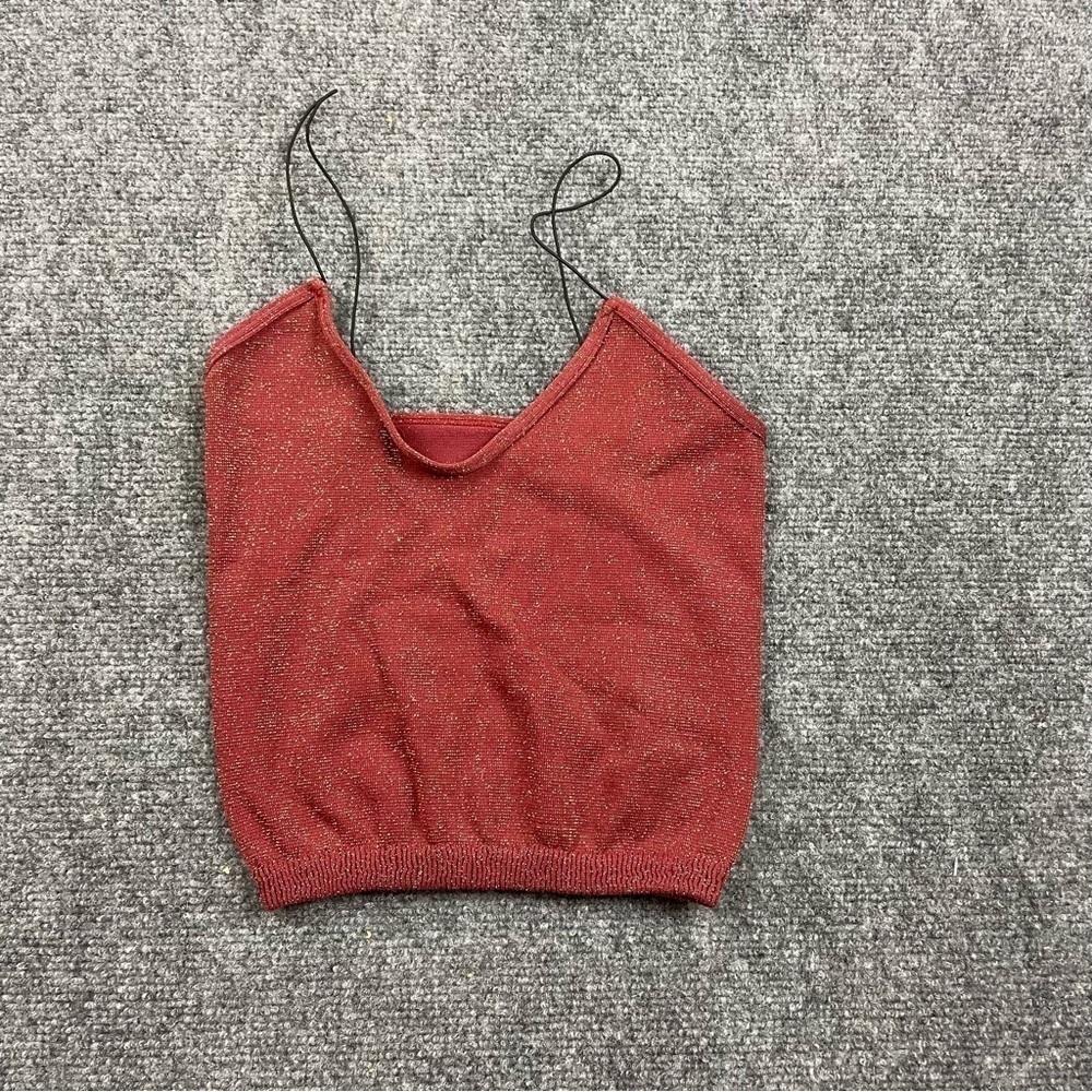 FREE PEOPLE Women’s Intimately Spaghetti Strap Brami Red Sparkle crop Tank XS/S